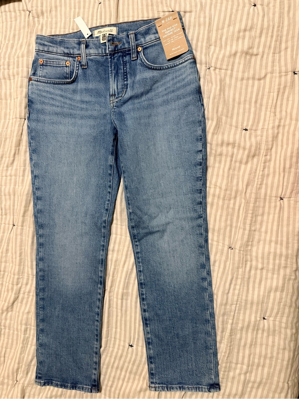 Madewell Light Blue High-Rise Straight Crop Jeans